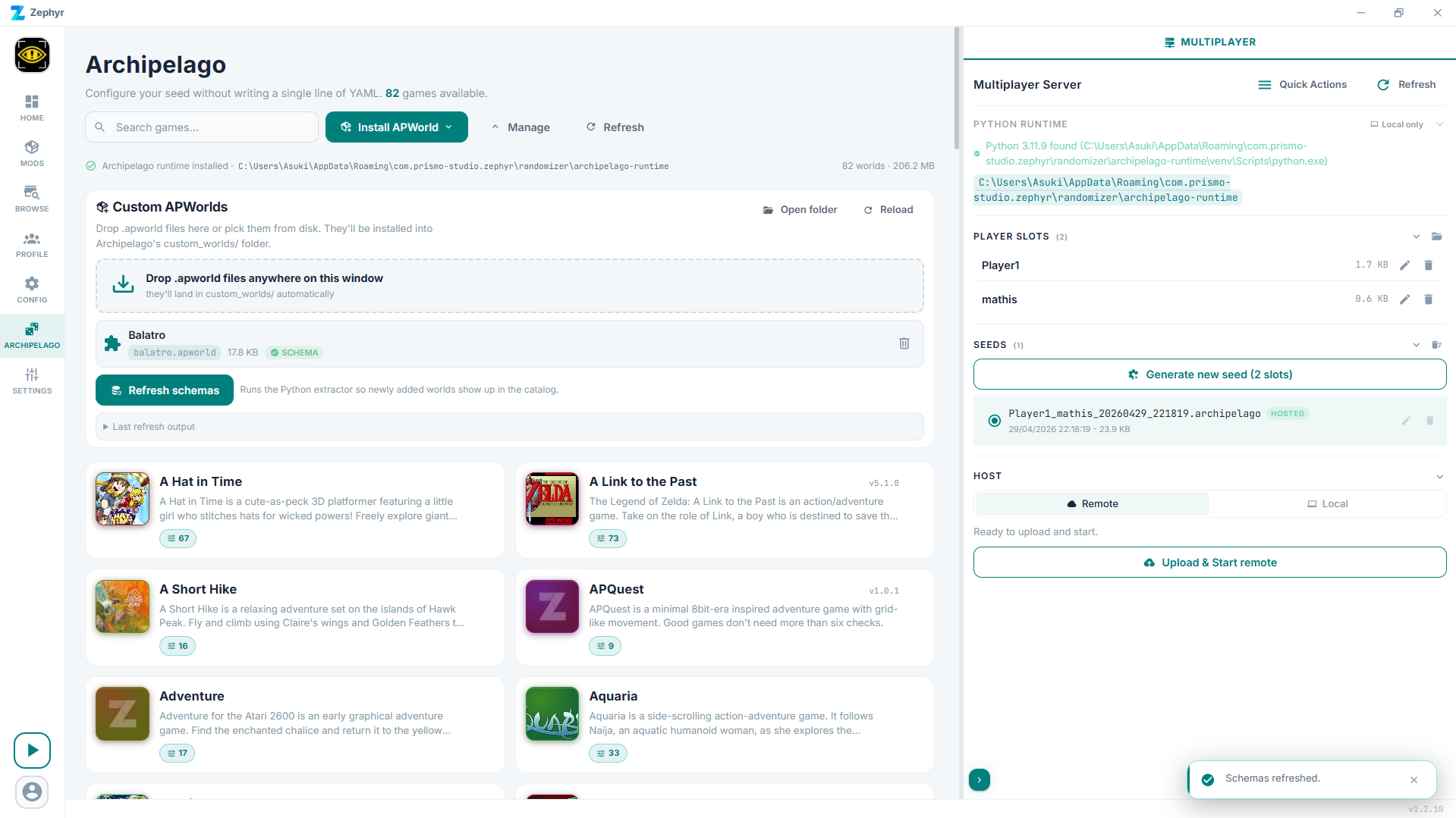 Custom APWorlds panel